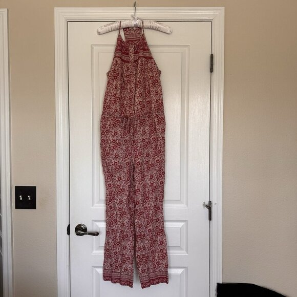 Faherty Adella Floral Jumpsuit Size XS Red Pink Pockets Resortwear - Picture 6 of 15